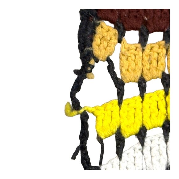 Vintage Handmade Striped Afghan Blanket Sofa Couch Throw Crochet Rainbow READ - Picture 3 of 6